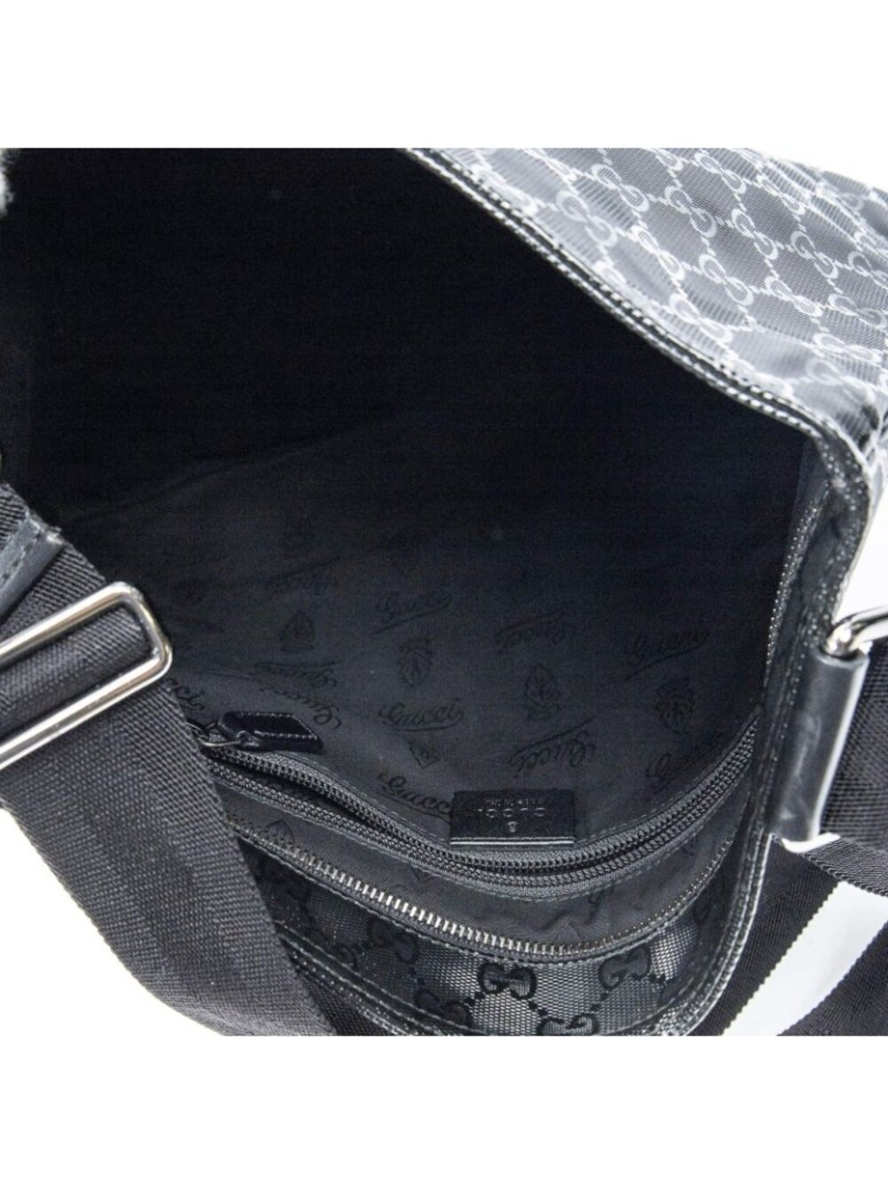 Gucci Large Square Zip Messenger Black Guccissima Imprint Canvas - Picture 9 of 10